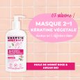 Mască și balsam cu keratină vegetală 2 în 1 cu ulei de monoi, trandafir și argan 300ml